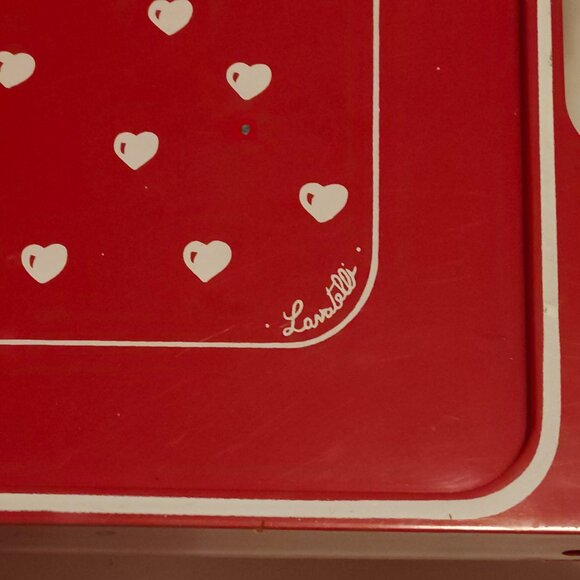 Vintage Bed Tray 1970s Hearts Made in Italy by Lavatelli Turin Red White Romance - Picture 3 of 10
